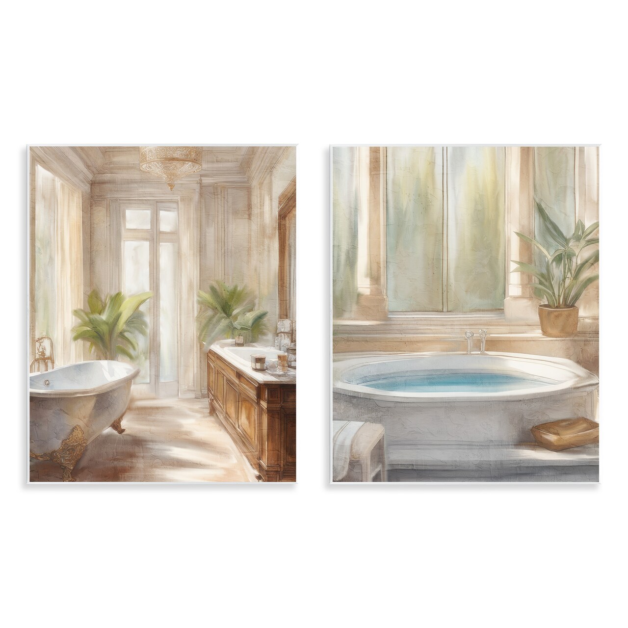 Stupell Industries Serenity Bath Bathroom Interior 2pc Wall Plaque Set, design by Kim Allen